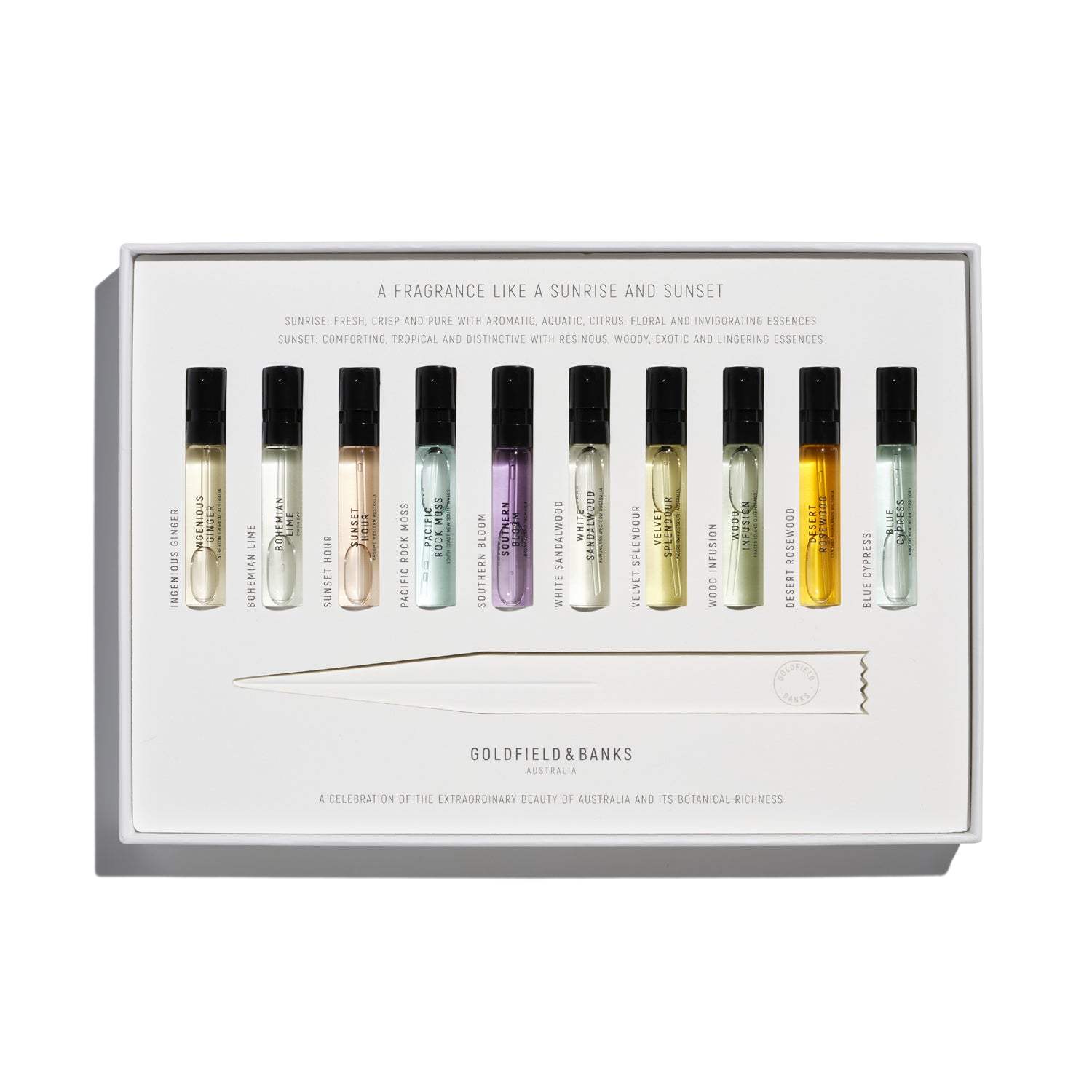 Discovery Sample Collection set with ten 2ml fragrance vials in a white box