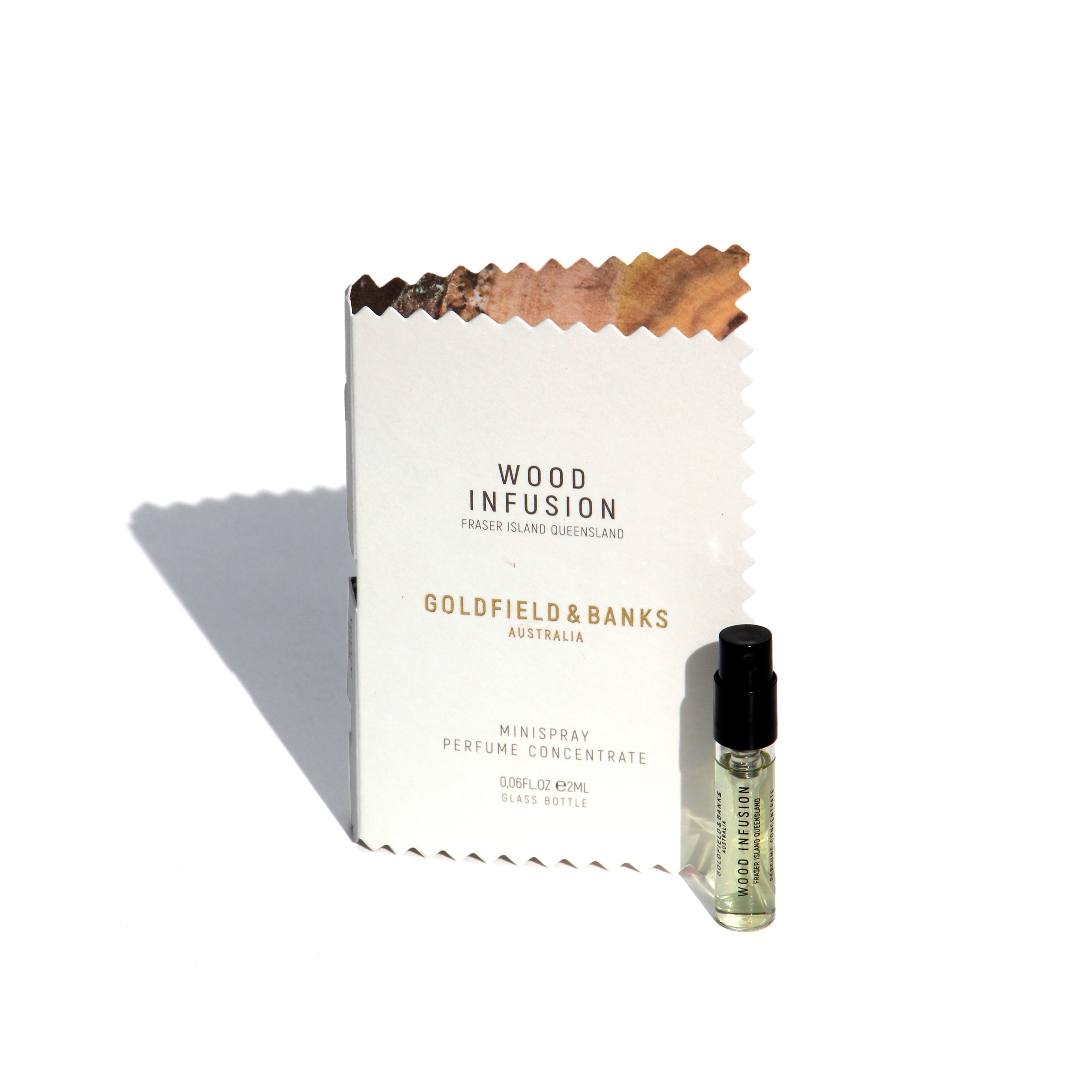 Wood Infusion 2ml perfume sample with packaging by Goldfield & Banks Australia