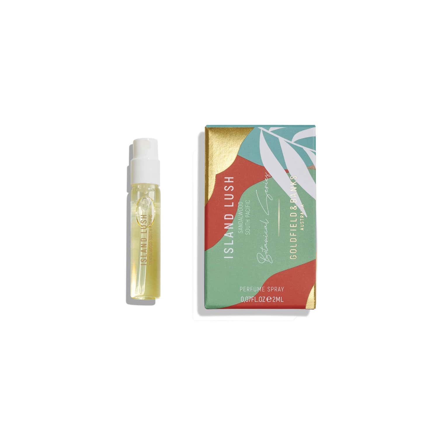 Island Lush 2ml free sample perfume spray with colorful packaging and clear vial